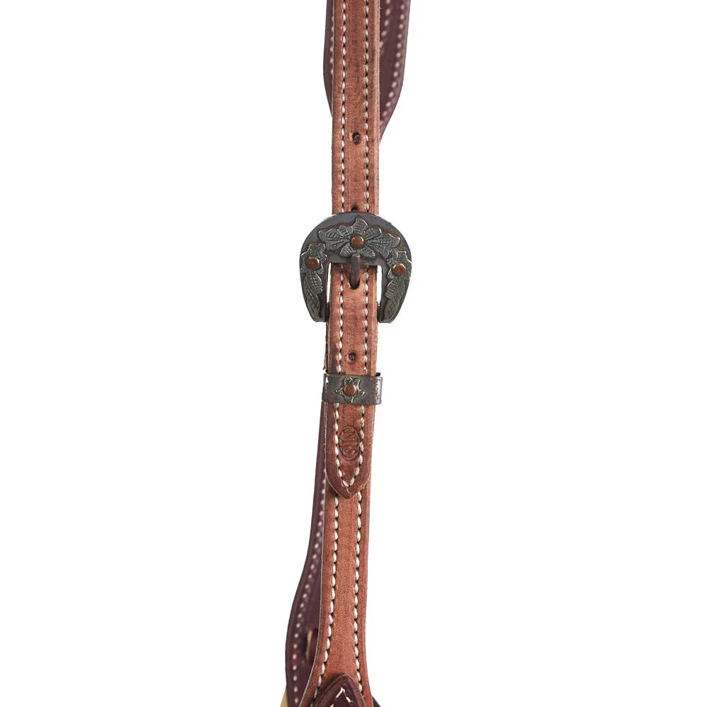 NRS Tack Premium Slot Ear Headstall with Floral Heel Buckle - Image 2