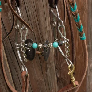 NRS Turquoise Leopard Cactus Silicone Beaded Gag Chain Curb Strap
