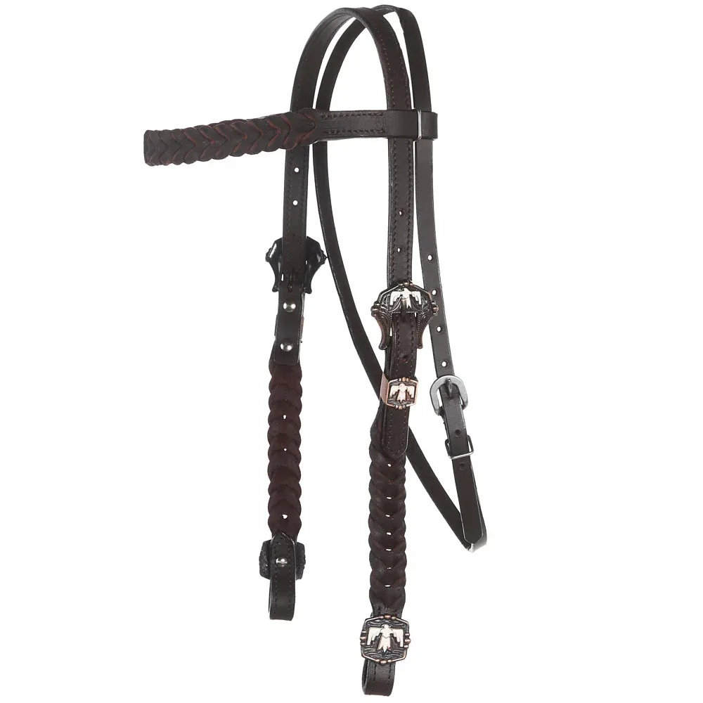 NRS White Thunderbird Braided Browband Headstall