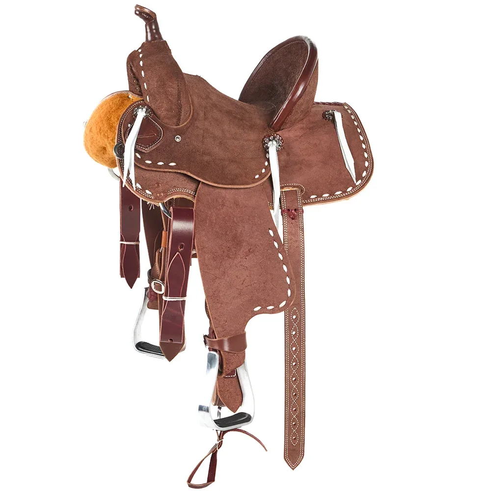 NRS Youth Roughout Cream Buckstitch Barrel Saddle