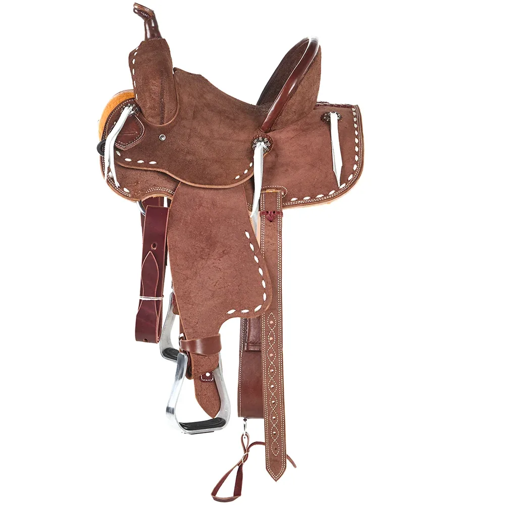NRS Youth Roughout Cream Buckstitch Barrel Saddle - Image 2