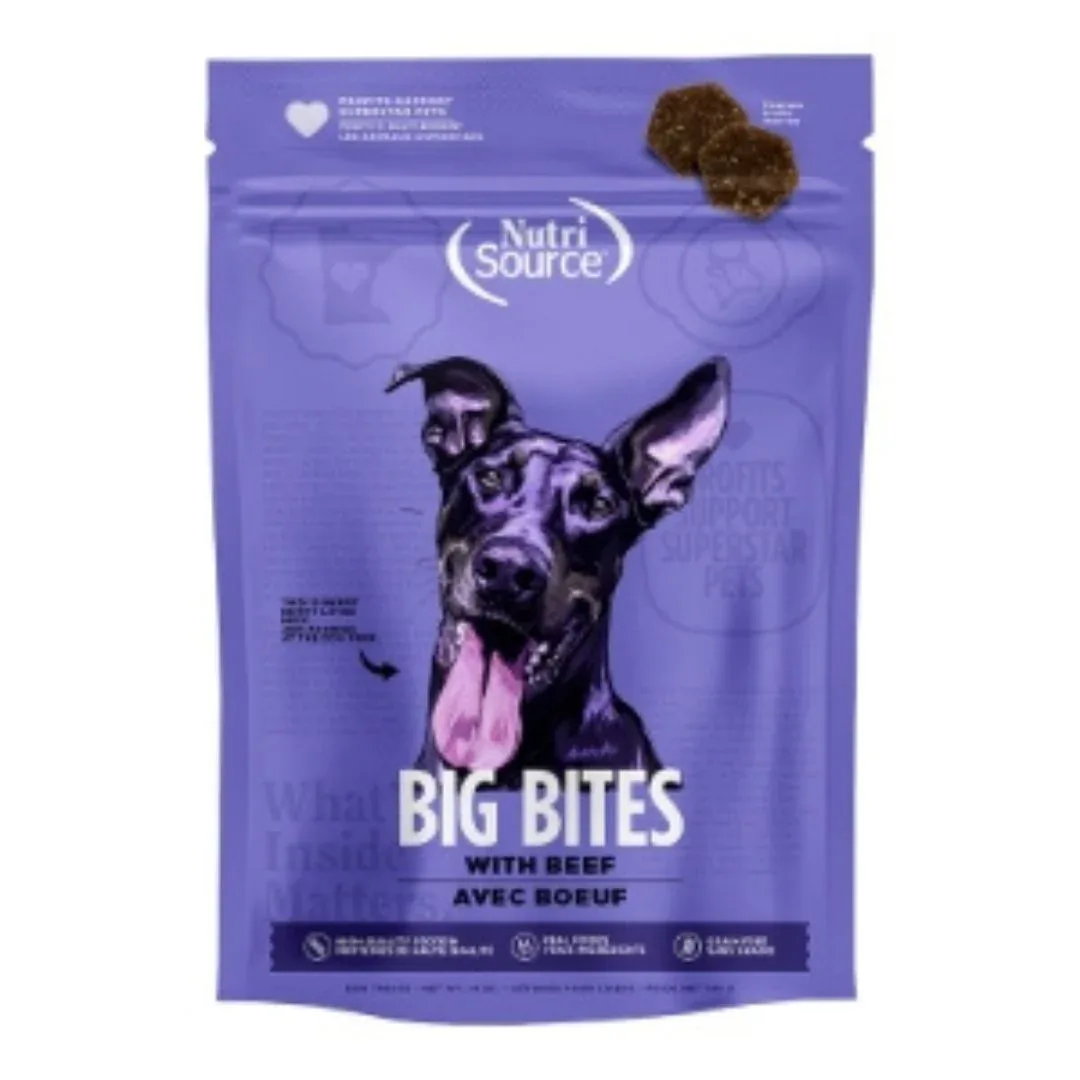 NutriSource Big Bites Grain Free Beef Dog Treats, 14 oz