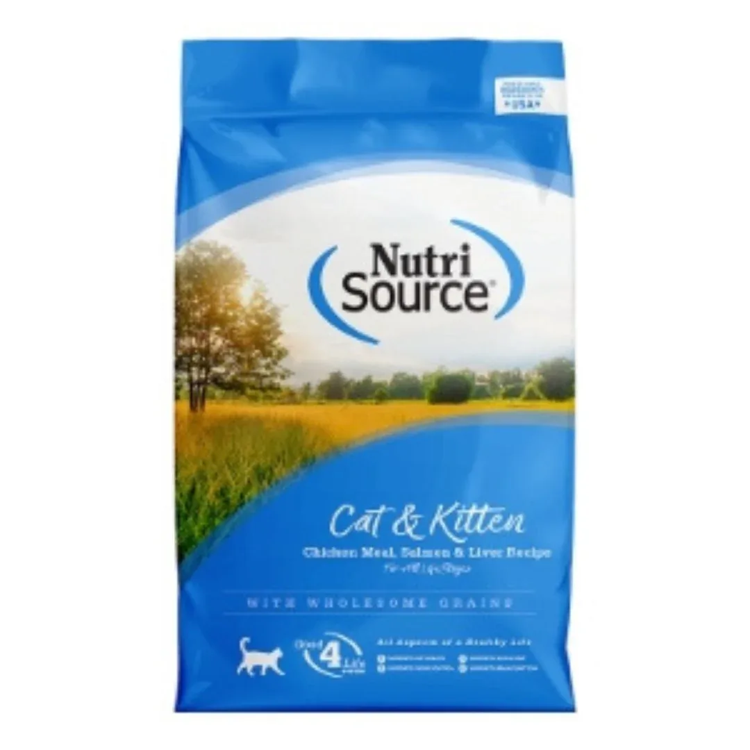 NutriSource Cat & Kitten All Life Stages Dry Cat Food Chicken Meal, Salmon & Liver 12lb