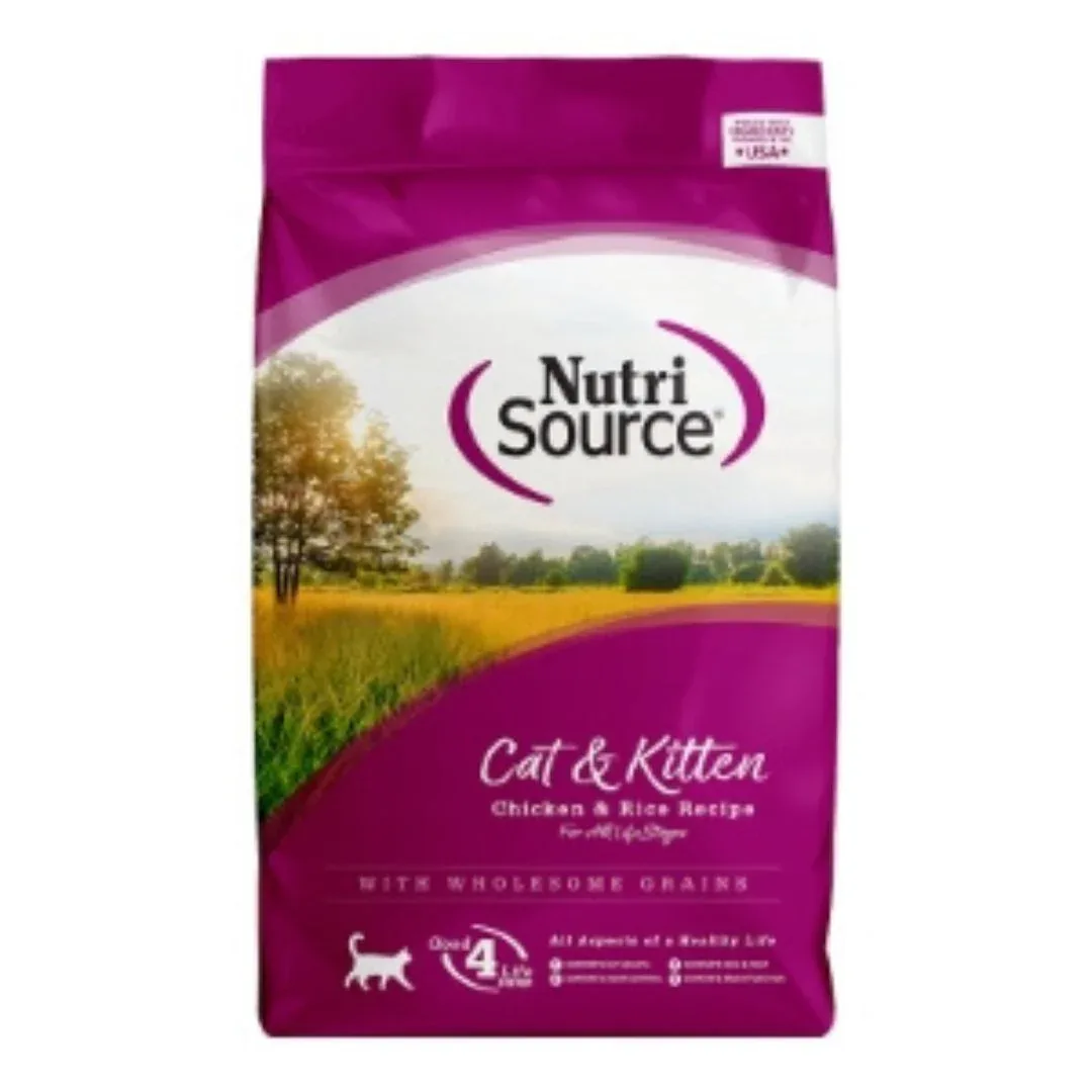 NutriSource Cat & Kitten All Life Stages Dry Cat Food Chicken & Rice 12lb