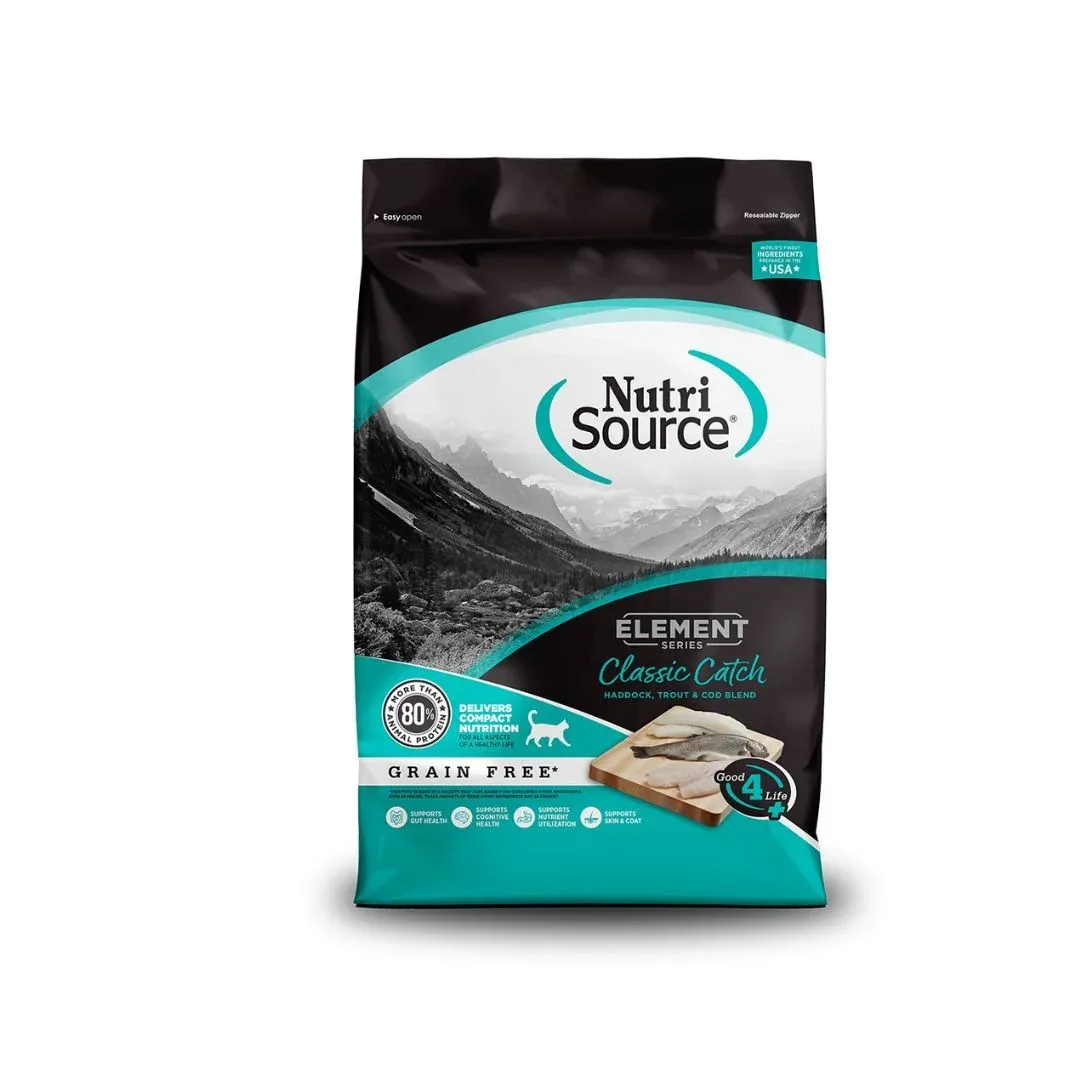 NutriSource Element Series Grain Free Dry Cat Food Classic Catch 4lb