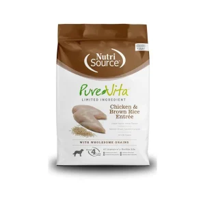 NutriSource PureVita LID Chicken & Brown Rice Entree Dry Dog Food, 25 lb