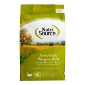 NutriSource Senior Weight Management Dry Cat Food Chicken Meal & Peas 12lb