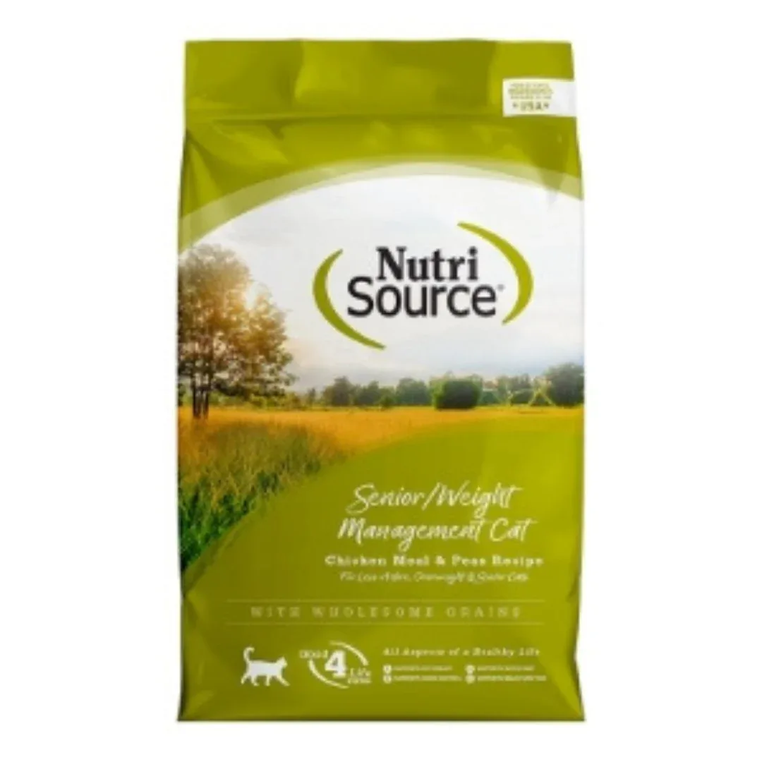 NutriSource Senior Weight Management Dry Cat Food Chicken Meal & Peas 4lb