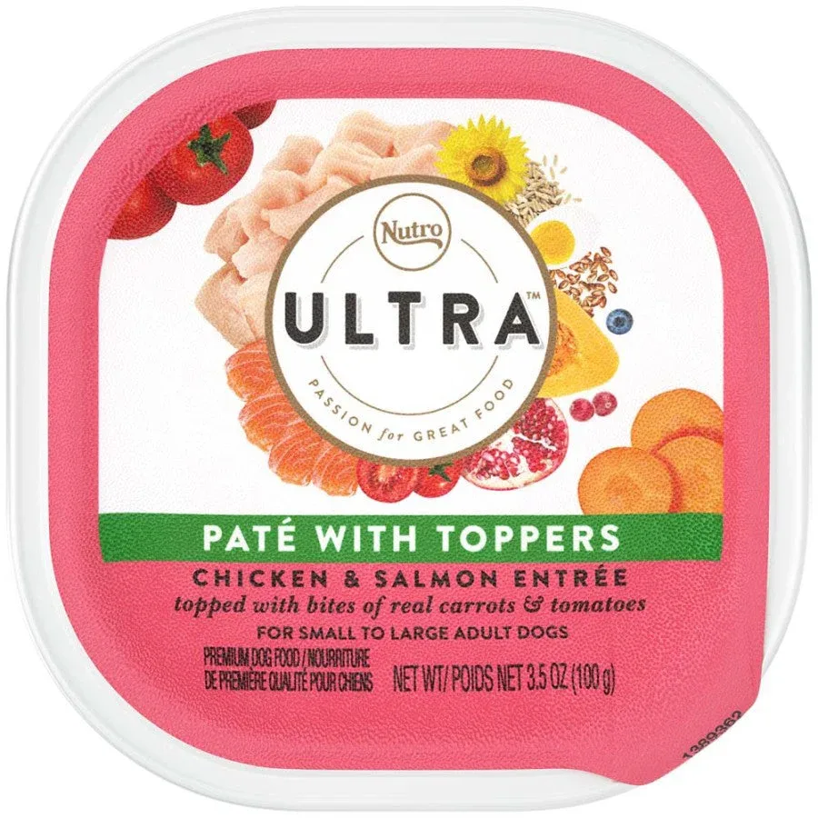 Nutro Products Ultra Grain Free Paté w/Toppers Adult Wet Dog Food Chicken w/Tomatoes & Carrots 3.5oz 24pk