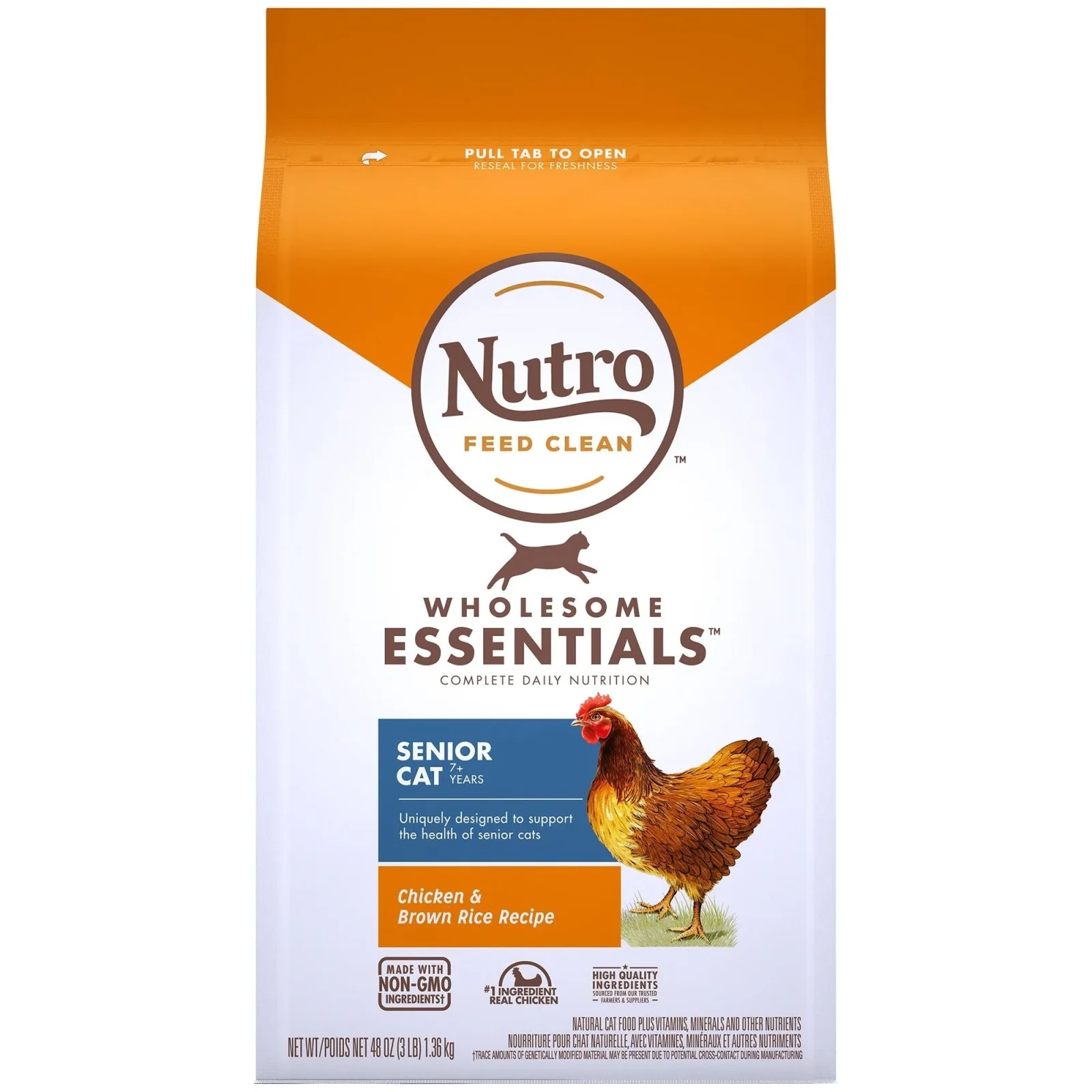 Nutro Wholesome Essentials Healthy Weight Indoor Senior Dry Cat Food, Chicken & Brown Rice, 3 lb