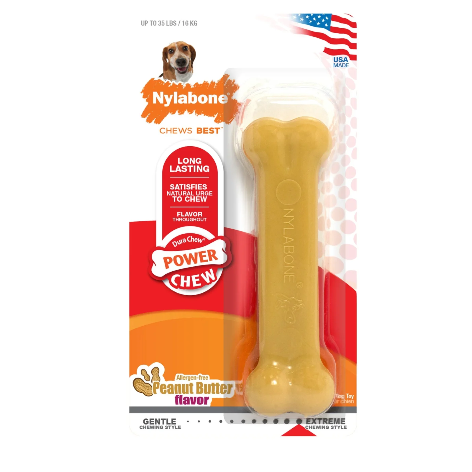 Nylabone Dura Chew Peanut Butter Wolf Blister Pack