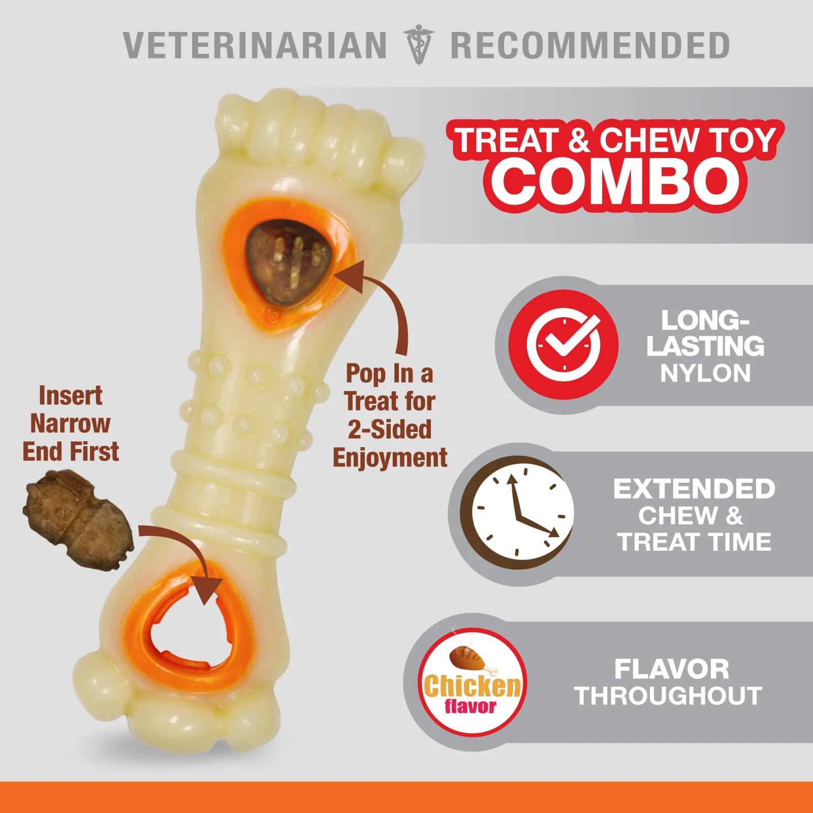 Nylabone Dura Chew Power Chew Knuckle Bone with Pop-in Treats Dog Toy Large - Image 2