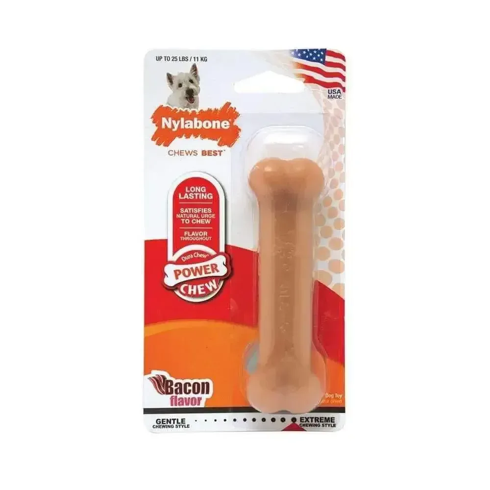 Nylabone® Dura Chews® Power Chews Bacon Flavor Long Lasting Chews Dog Toys Regular Up to 25 Lbs
