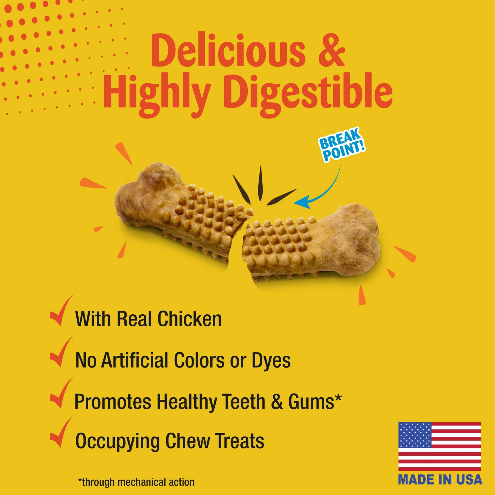 Nylabone Edibles Natural NUBZ Dog Chews Chicken Medium Pouch 12pk - Image 2