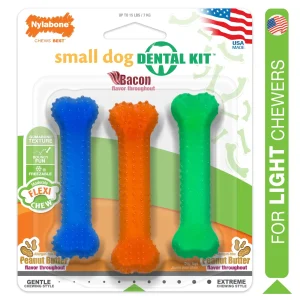 Nylabone Flexi Chew 2 Peanut Butter, 1 Bacon Petite 3pk