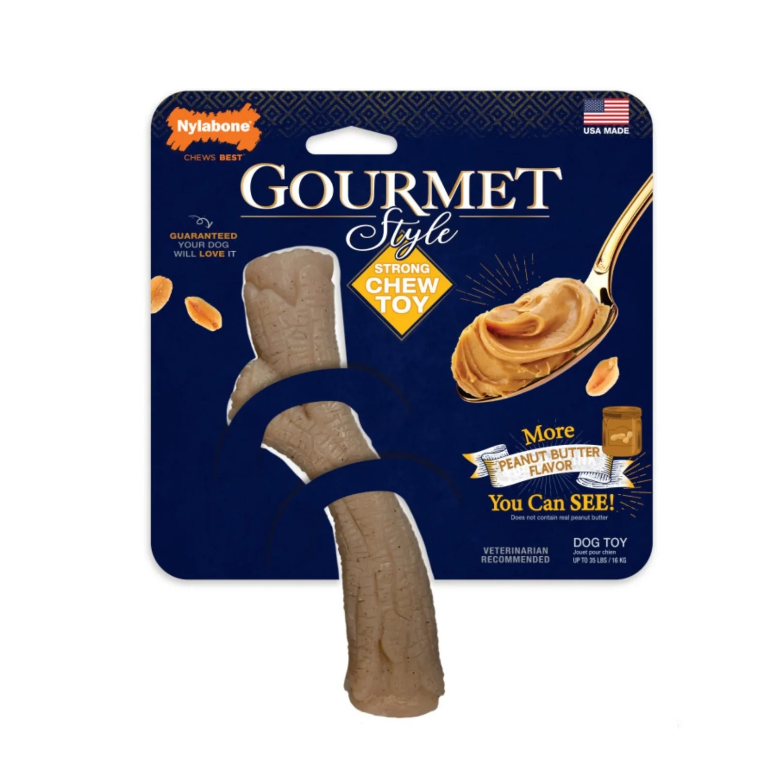 Nylabone Gourmet Style Strong Chew Toy Stick, Peanut Butter, 1ea/Medium/Wolf Up To 35 Lbs. 1 ct