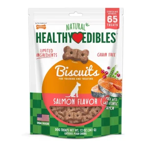 Nylabone Healthy Edibles Biscuits Grain Free Dog Treats Salmon 1ea/12 oz