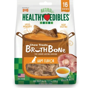 Nylabone Healthy Edibles Bone Broth Ham Small Pouch 16ct