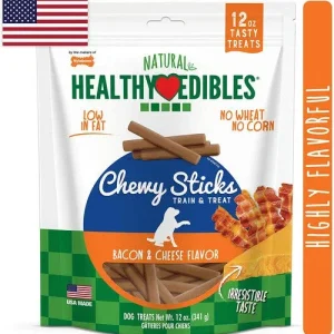 Nylabone Healthy Edibles Chewy Dog Treat Sticks Bacon & Cheese 1ea/12 oz