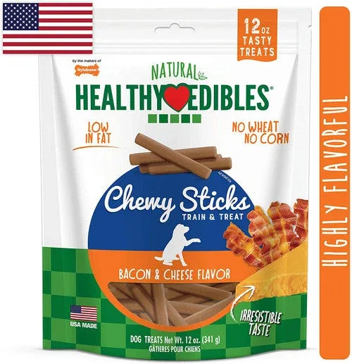 Nylabone Healthy Edibles Chewy Dog Treat Sticks Bacon & Cheese 1ea/12 oz