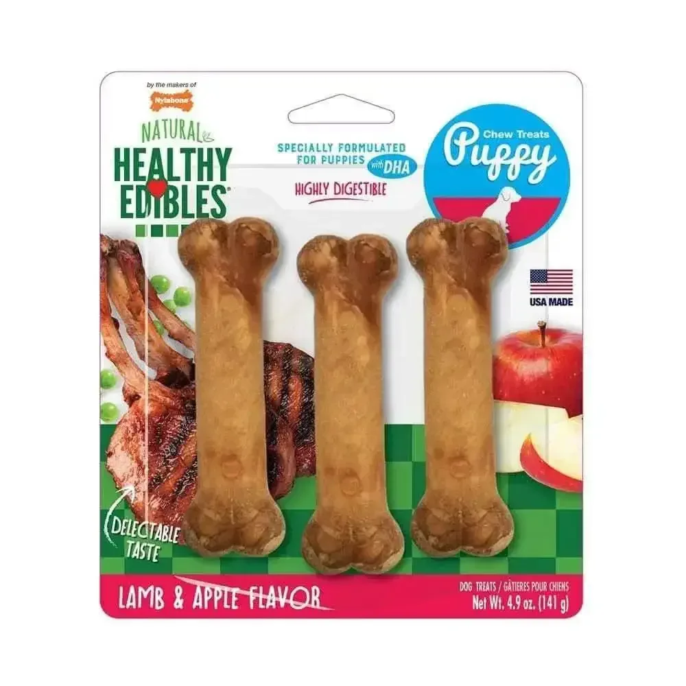 Nylabone® Healthy Edibles® Lamb & Apple Flavor Long Lasting Puppy Chews Treats Regular Up to 25 Lbs