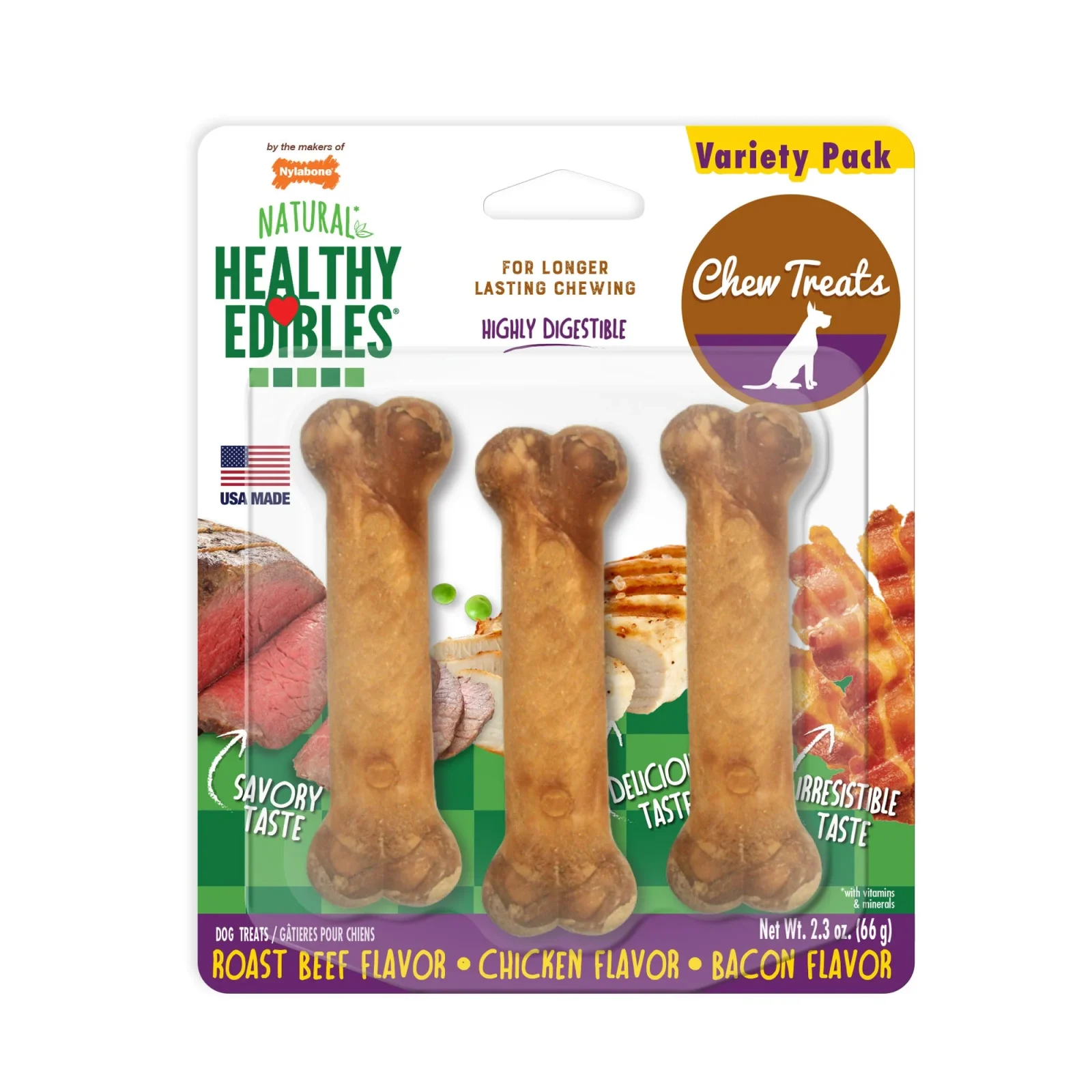Nylabone Healthy Edibles Longer Lasting Variety Pack Petite 3pk