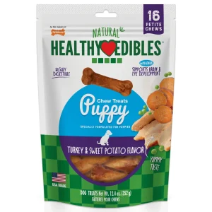 Nylabone Healthy Edibles Puppy Turkey Sweet Potato Dog Chew Treats Turkey Sweet Potato, XS/Petite Up To 15 Lbs. 16 ct