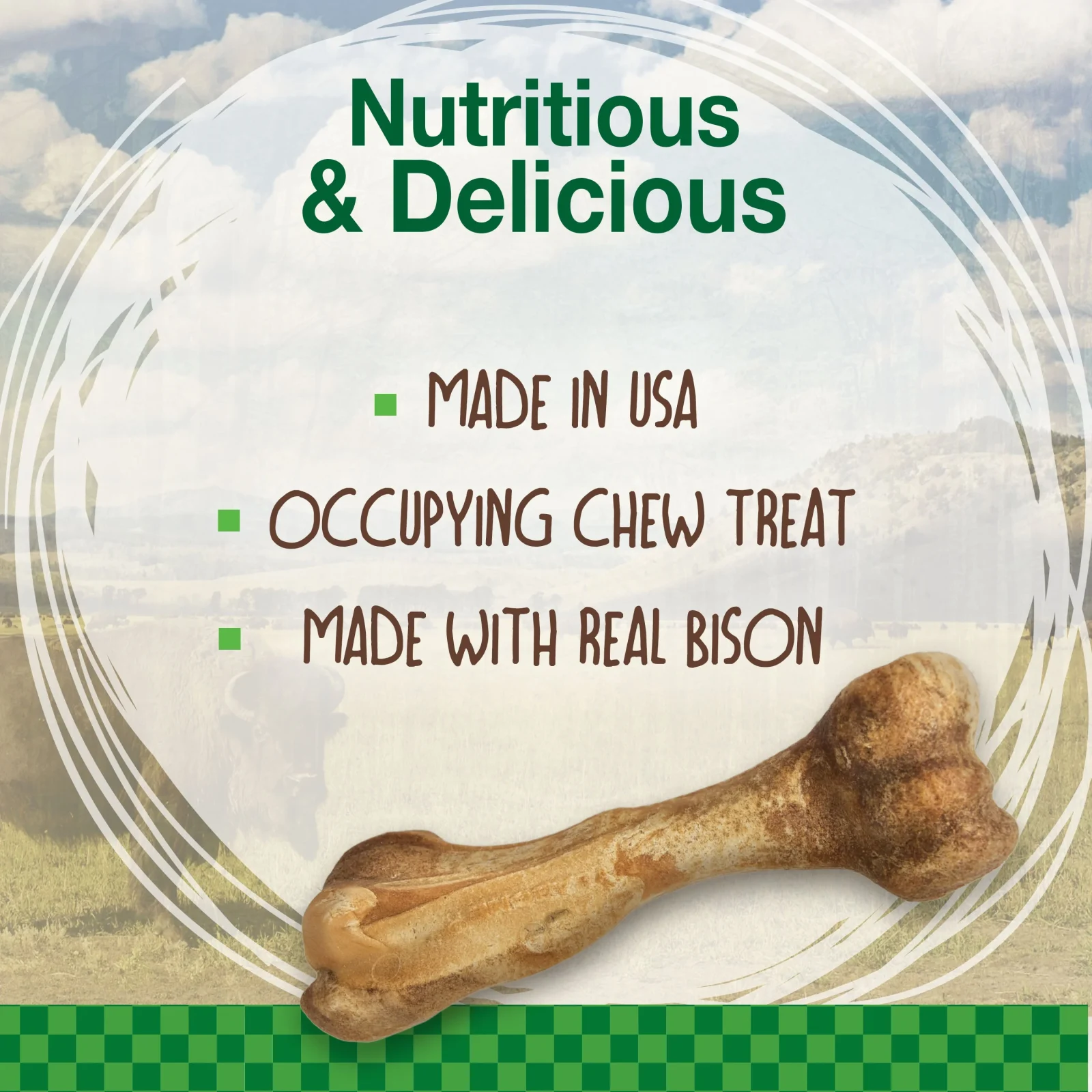 Nylabone Healthy Edibles Wild Bison Bone Large - Image 2