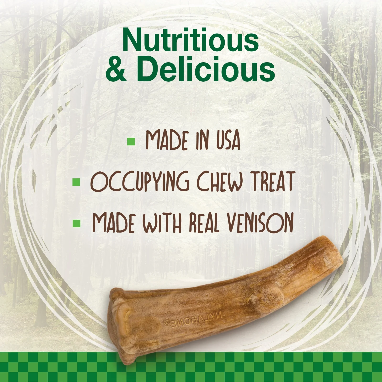 Nylabone Holiday Healthy Edibles Antler Venison Dog Treat 2ct - Image 2