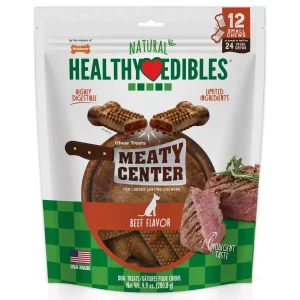 Nylabone Natural Healthy Edibles Meaty Center Dog Treats Beef Small 12ct