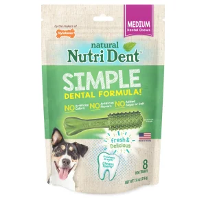 Nylabone Nutri Dent SIMPLE Natural Dental Fresh Breath Flavored Chew Treats 1ea/Medium, 8 ct
