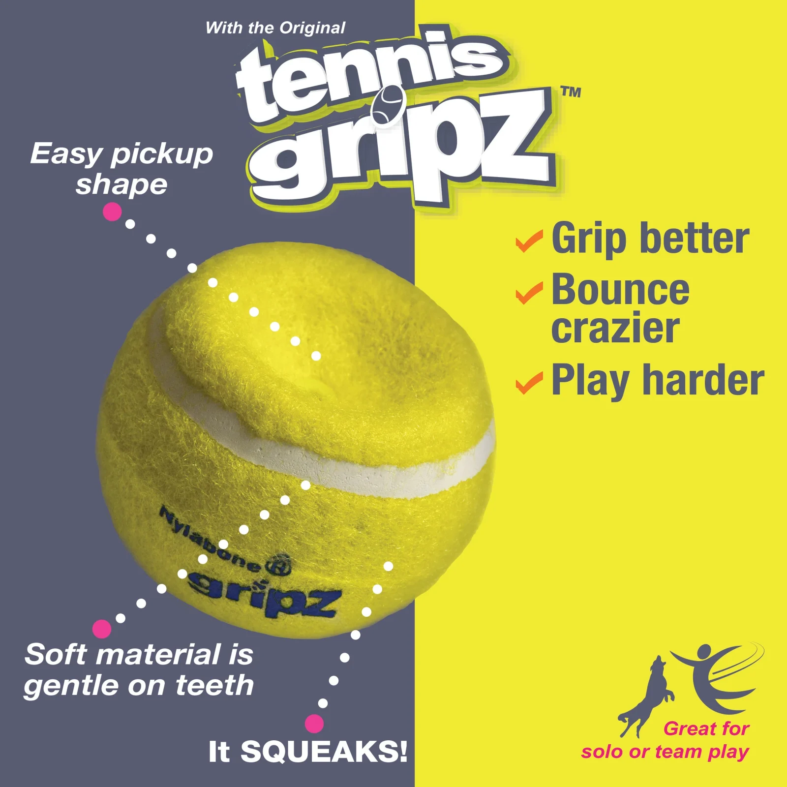 Nylabone Play Tennis Ball Small 3pk - Image 2