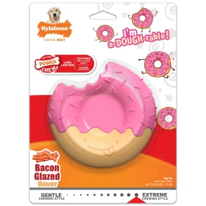 Nylabone® Power Chew Donut 'I'm a-Dough-rable!' Dog Toy, Bacon Glazed Flavor
