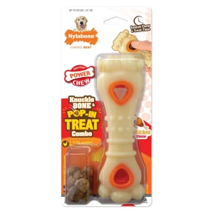 Nylabone® Power Chew Knuckle Bone & Pop-In Treat Combo Dog Toy, Chicken Flavor
