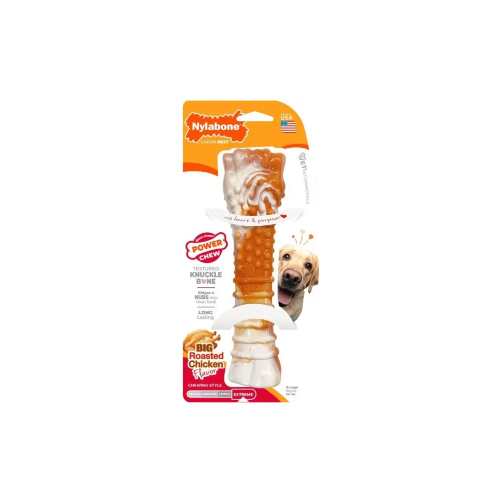 Nylabone Power Chew Textured Bone Orange Swirl Chicken X-Large