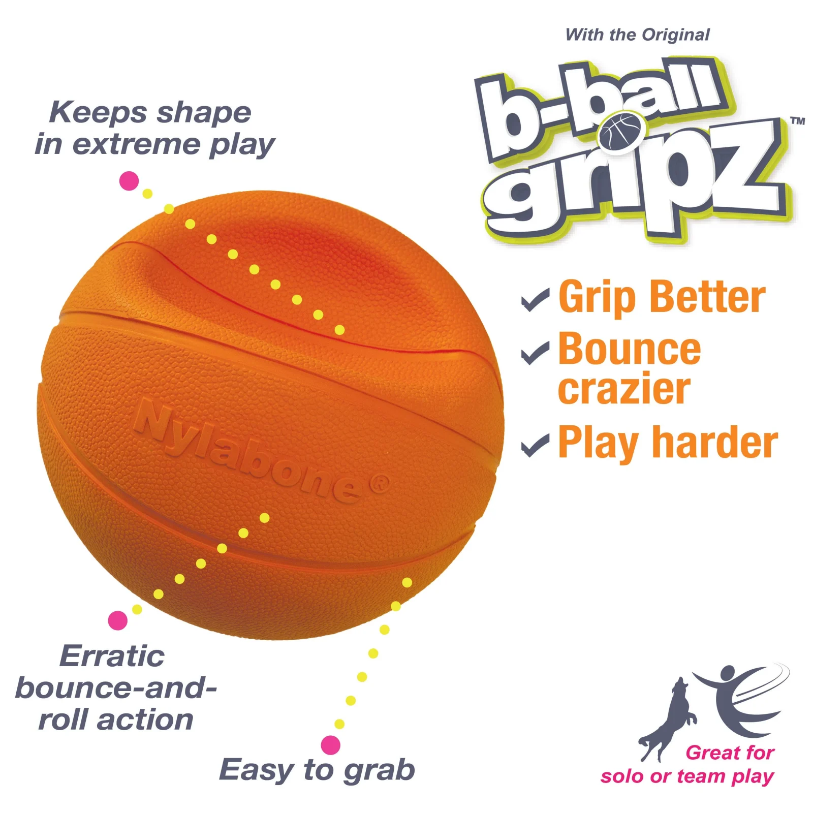 Nylabone Power Play B-Ball Gripz Medium - Image 2