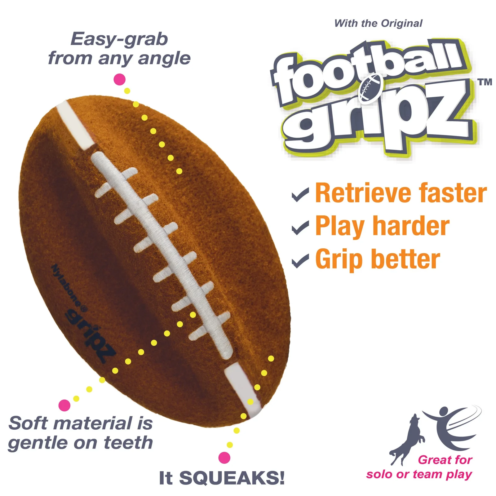 Nylabone Power Play Football Gripz Medium - Image 2
