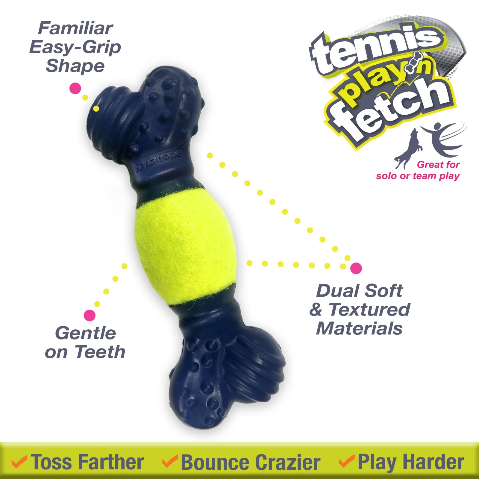 Nylabone Power Play Tennis Play 'n Fetch Interactive Dog Toy 1ea - Image 2