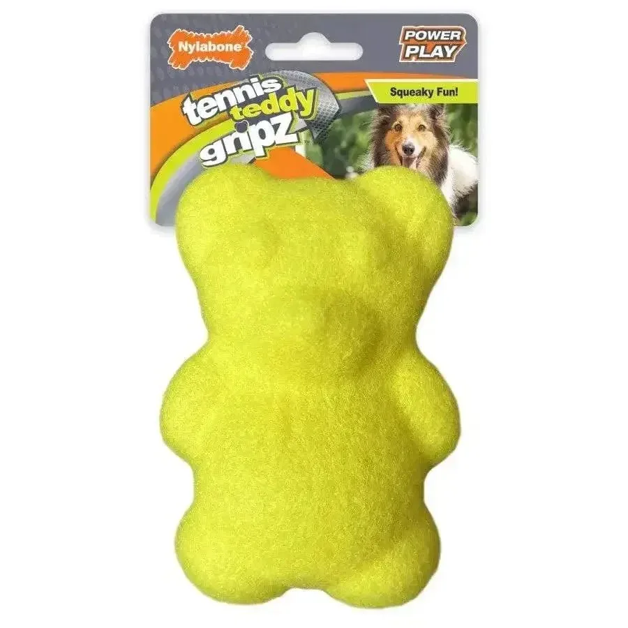 Nylabone Power Play Tennis Teddy Gripz Bear Dog Toy Teddy