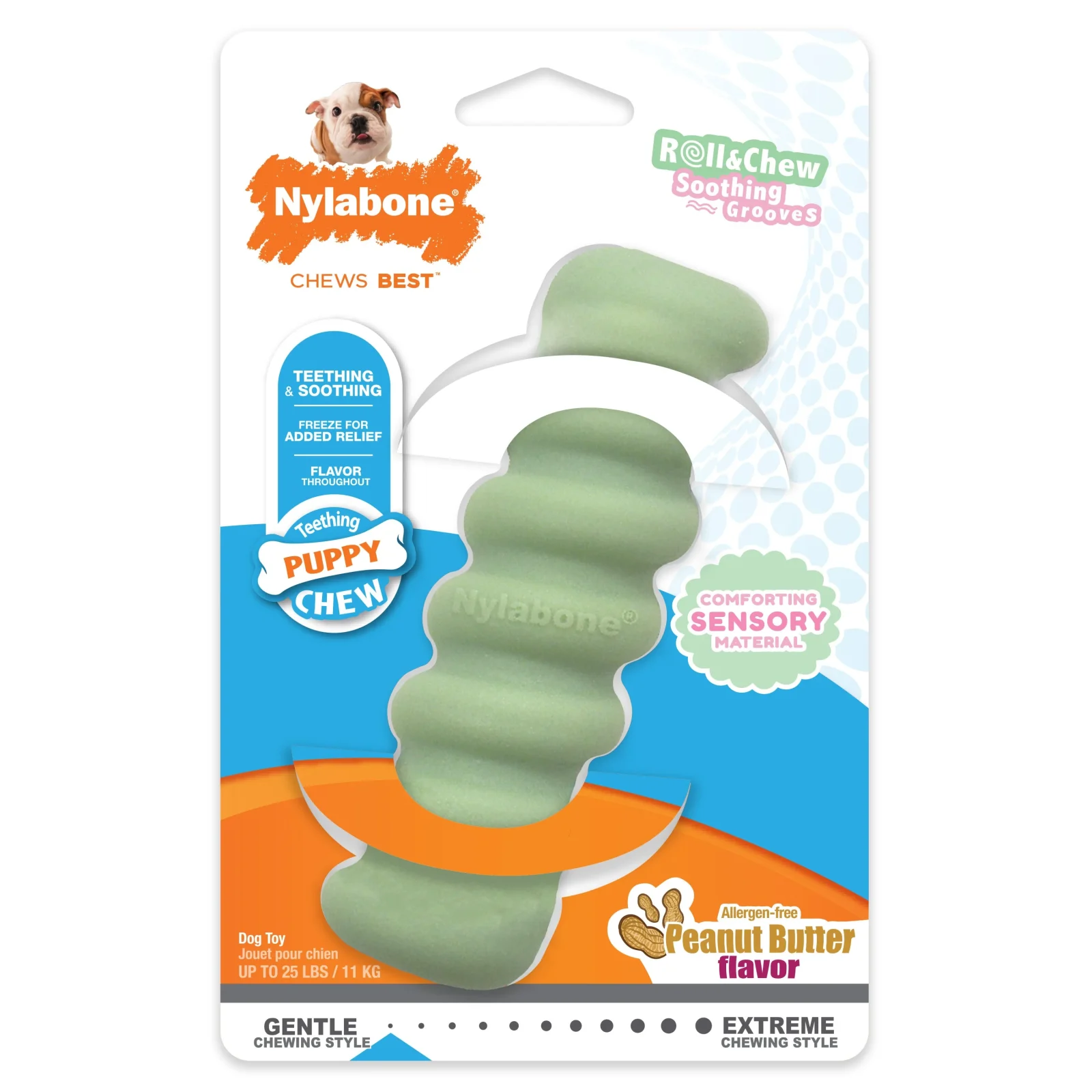 Nylabone Sensory Material Puppy Teething Toy Peanut Butter, 1ea/SMall/Regular Up To 25 Ibs. 1 ct