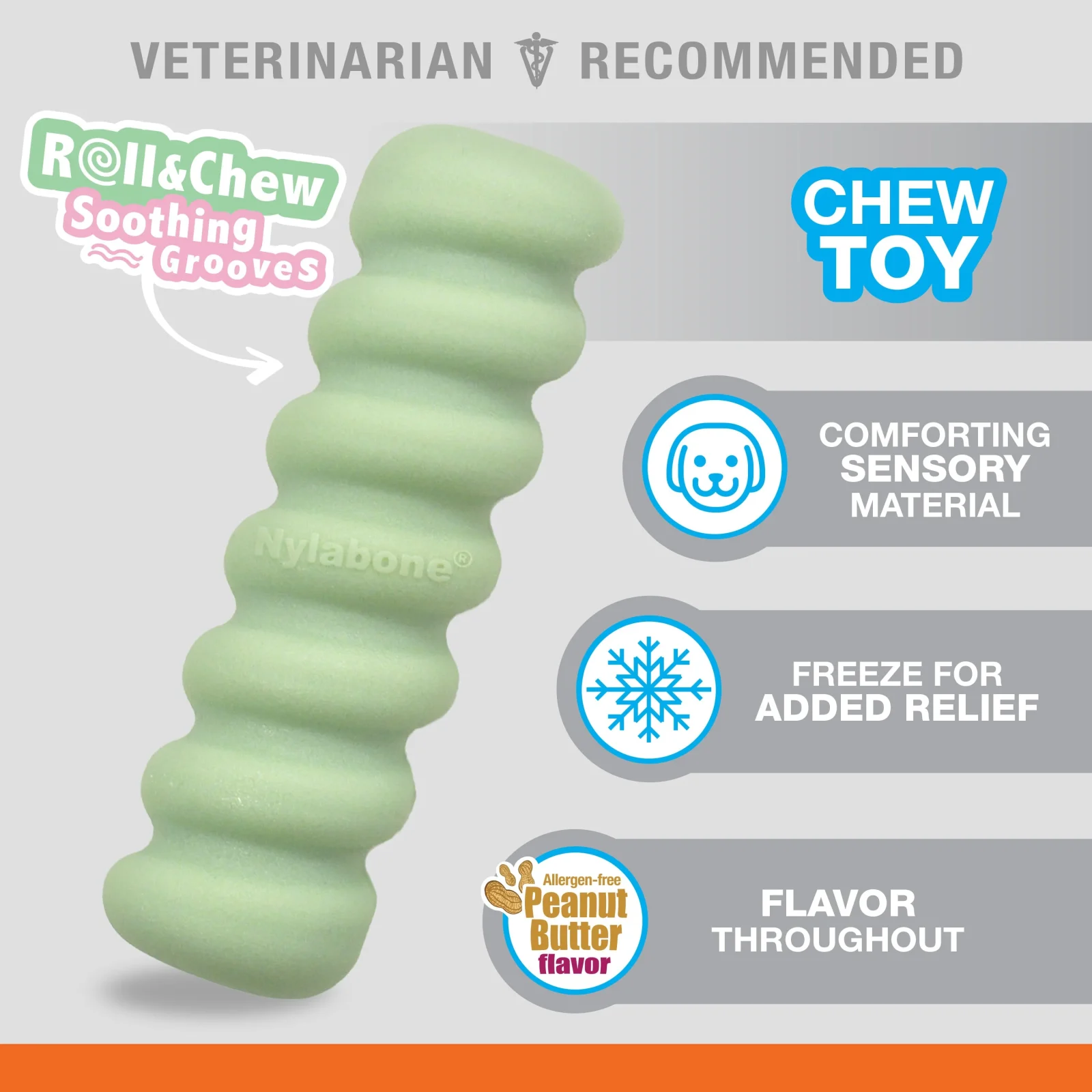 Nylabone Sensory Material Puppy Teething Toy Peanut Butter, 1ea/SMall/Regular Up To 25 Ibs. 1 ct - Image 2
