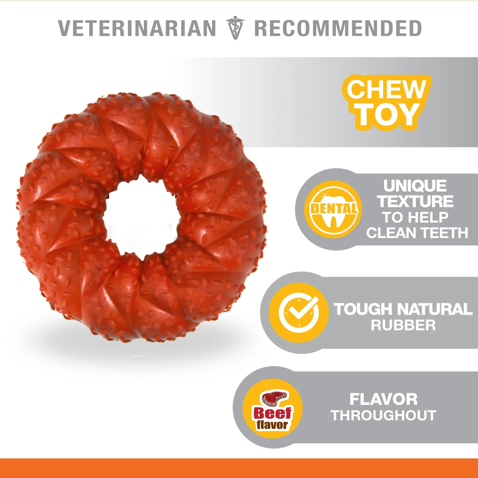 Nylabone Strong Chew Braided Dog Ring Chew Toy, Beef, Medium/Wolf Up To 35 Lbs - Image 2