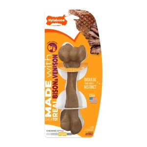Nylabone Strong Chew Femur Bone Dog Chew Toy Made with Real Bison & Venison (1 Count)