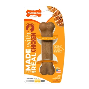 Nylabone Strong Chew Original Bone Dog Chew Toy Made with Real Chicken Small (1 Count)