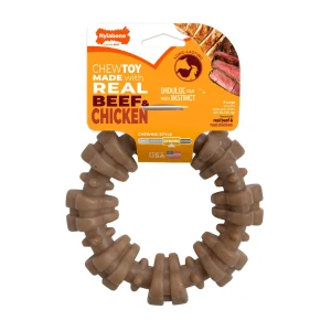 Nylabone Strong Chew Textured Ring Dog Chew Toy Made with Real Beef & Chicken (1 Count)