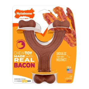 Nylabone Strong Chew Wishbone Dog Chew Toy Made with Real Bacon (1 Count)