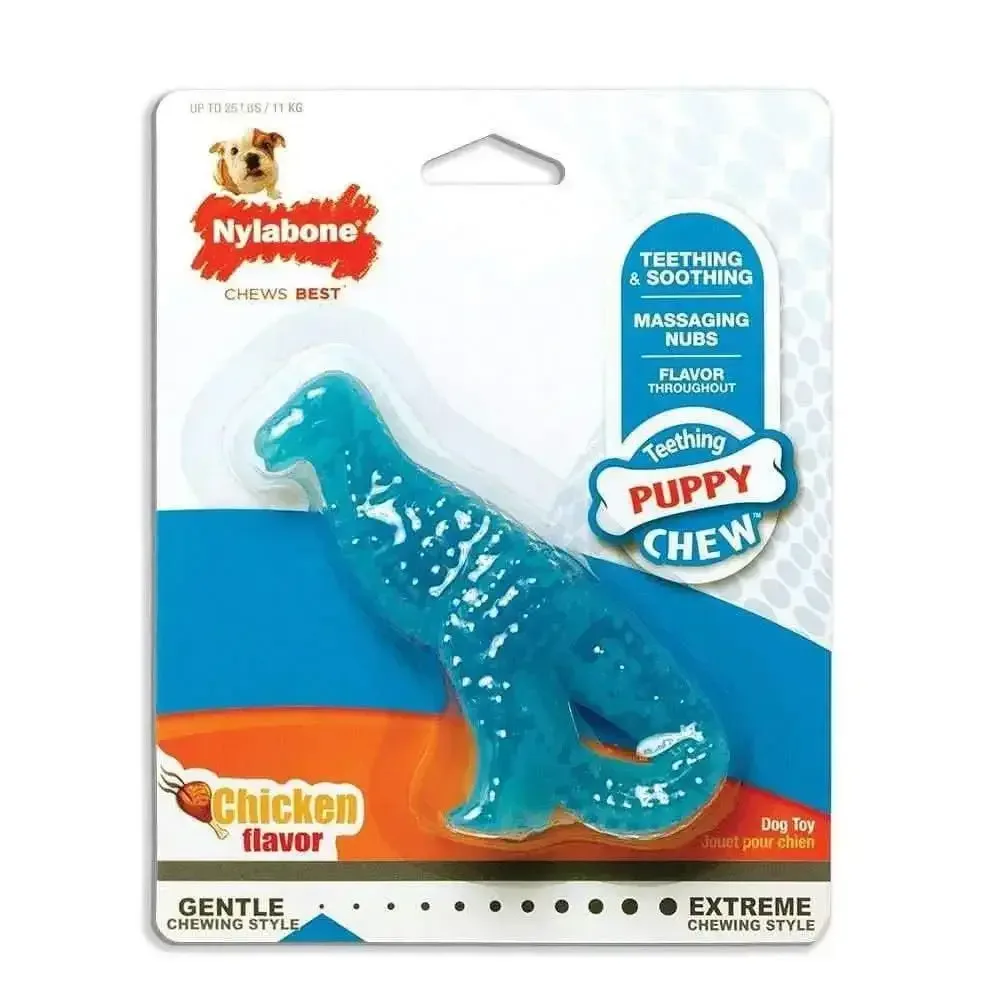 Nylabone® Teething Puppy Chews™ Chicken Flavor Dino Dental Chews Puppy Toys Regular Up to 25 Lbs
