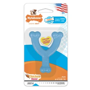 Nylabone Wishbone Puppy Chew Chicken Flavor Blue