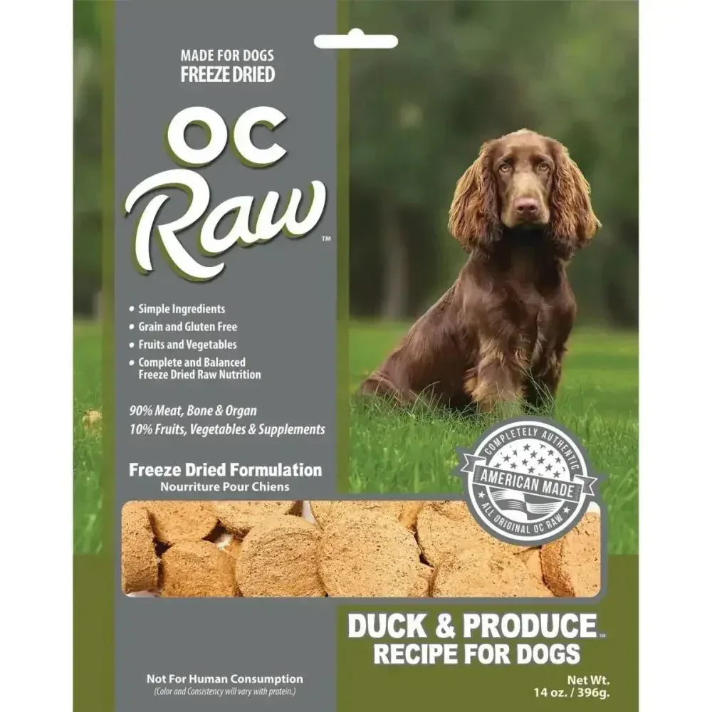 OC Raw Freeze-Dried Meaty Rox Duck & Produce Sliders Dog Food – 14oz