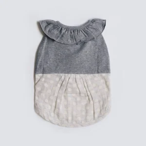 OH POP DOG | Ruffle Dress in Grey Polka Dot